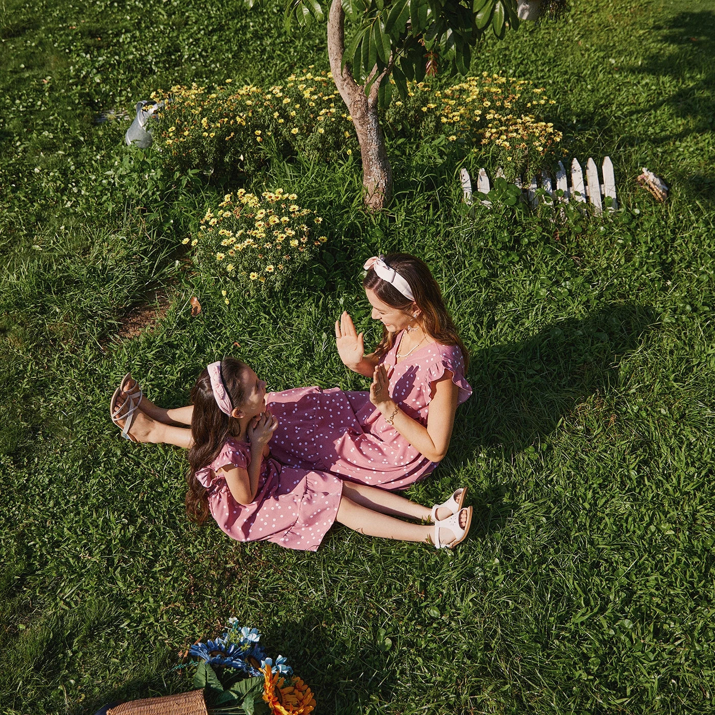 PatPat Family Matching Outfits Mother Daughter Clothes All Over Dots Pink Cross Wrap V Neck Ruffle Flutter-sleeve Dresses