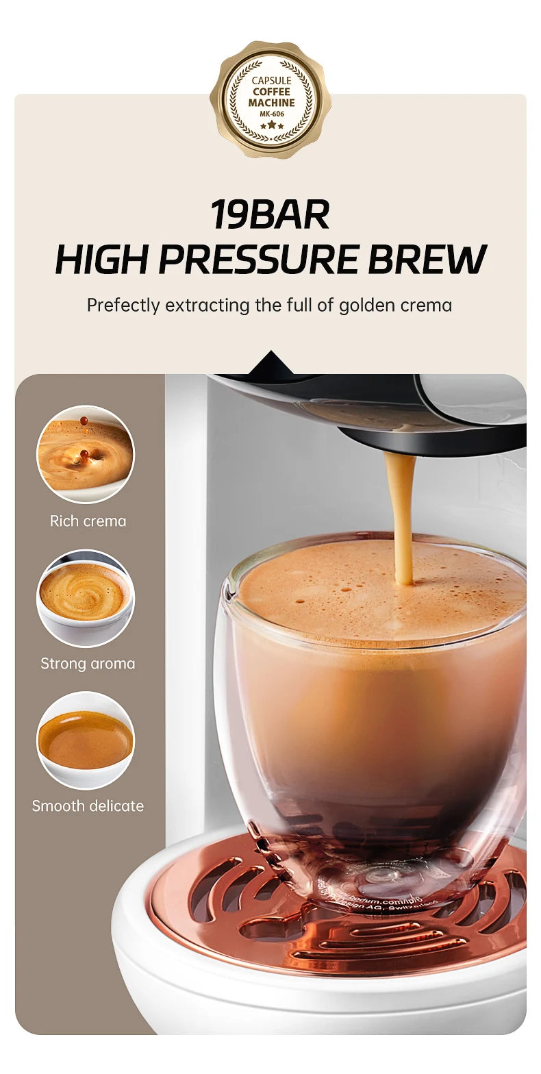 Cafelffe 5 in 1 Multiple Capsule Coffee Machine Hot/Cold DG Cappuccino Nespresso Capsule ESE Pod Ground Coffee Cafeteria 19Bar