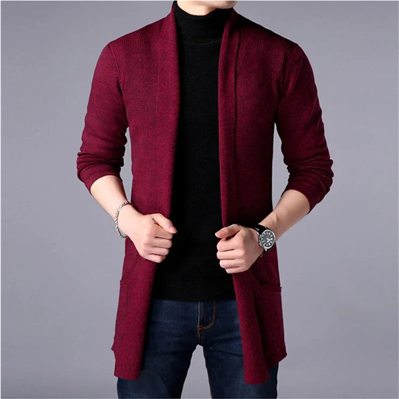 Marke SlimFit Cardigan - Herren Medium Polyester Vollarm