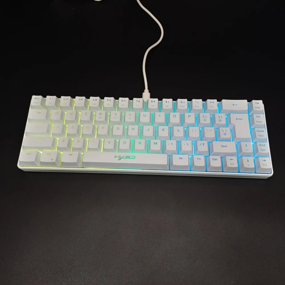 Gaming-Tastatur 2025: HXSJ 60% Percent Gaming Keyboard Ergonomische kleine Mini-Membran-Tastatur, komprimiert mit RGB-Hintergrundbeleuchtung für Windows-PC- und Laptop-Gaming