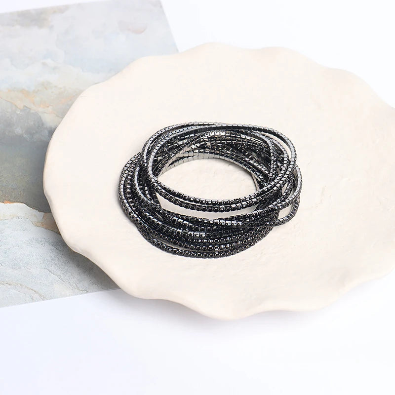 Mode Kristall Stretch Armband Set - 5 Stück Elastisch 18cm