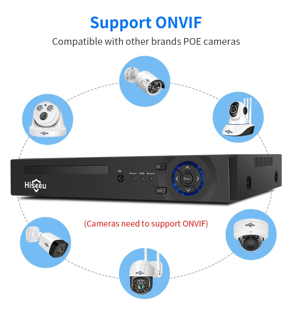 Überwachungssystem 2025: Hiseeu 5MP 3MP 8CH POE NVR Video Audio Record - ONVIF CCTV IP Security Surveillance Camera System Kit Set Outdoor House Waterproof Collection