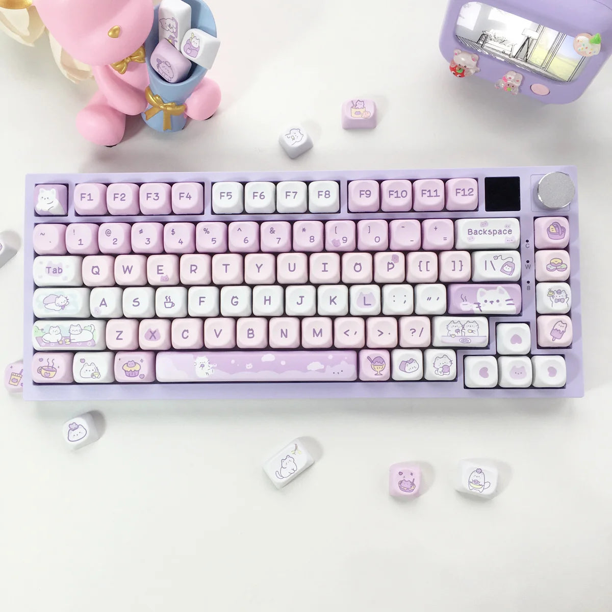 USLION 95Keys Dessert Cat Theme Keycaps MOA Profile PBT Key Caps Kit für 61/64/68/84/75/87Keys GMK67 Gaming Mechanical Keyboard