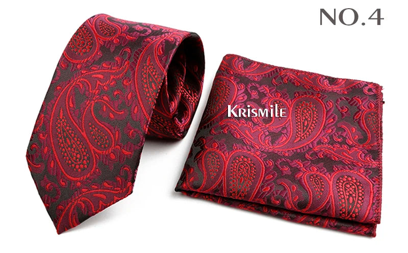 Novelty Paisley Tie Pocket Square Set For Men Skinny Slim 6cm Necktie Fit Business Wedding Party Stage Host Daily Wear Accessory
