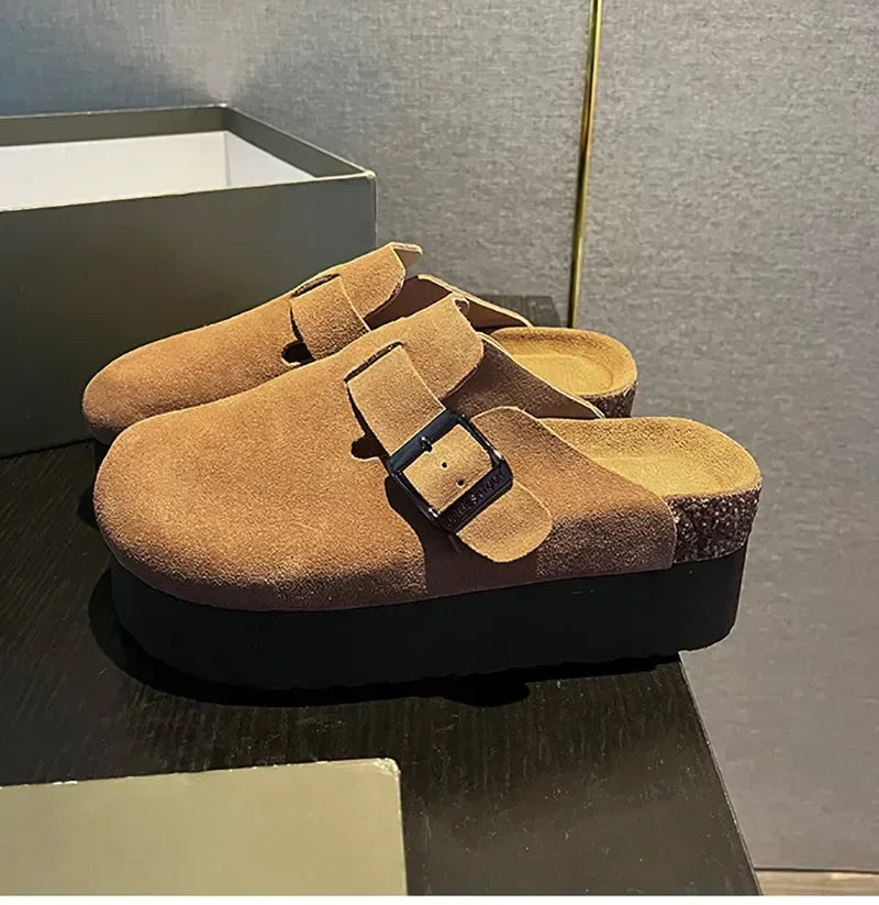 Fashion Outdoor Slip On Beach Sandalias Women's Suede Mules Slippers Platform Flats Boston Clogs Sandals