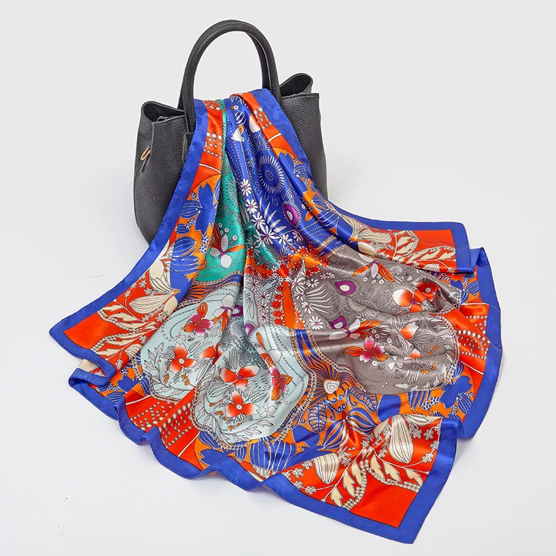 SENAIFE Satin-Schal Elegant - 90x90cm Polyester Leicht