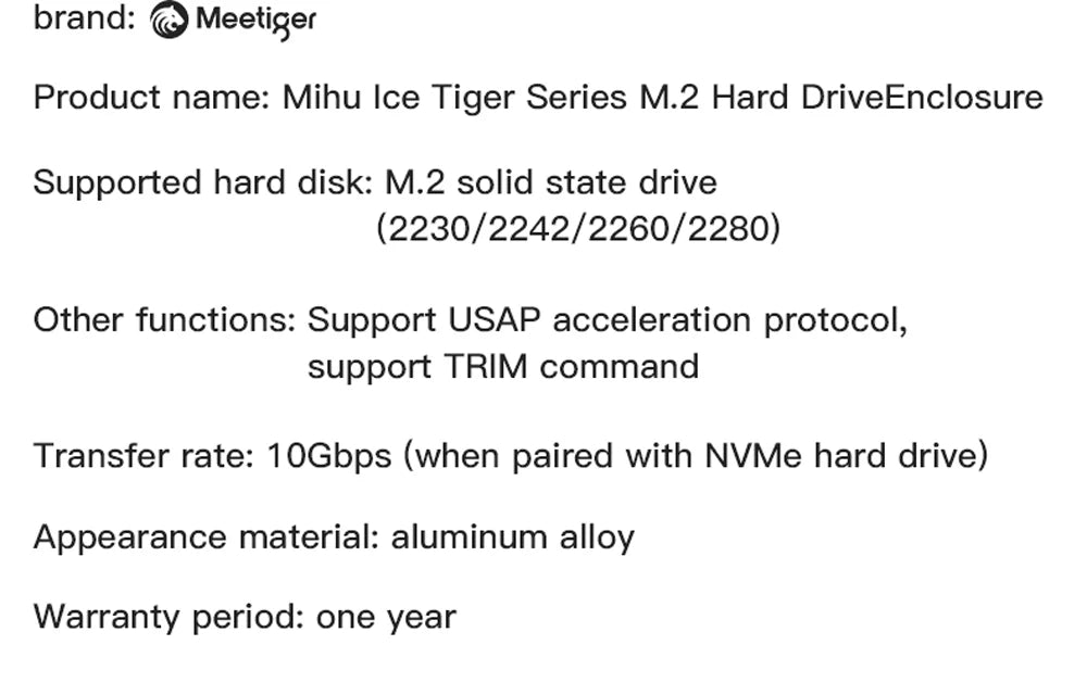 SSD-Gehäuse 2025: Meetiger M.2 SSD Enclosure - 10Gbps USB3.2 Type-C Aluminum NVMe SATA Collection