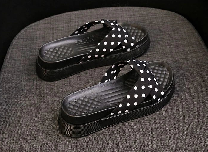 Damen Pantoletten und Sandalen - Strand Höhe Schwarze Schuhe - Günstig Premium Rutschfest Casual Slides Designer Luxus