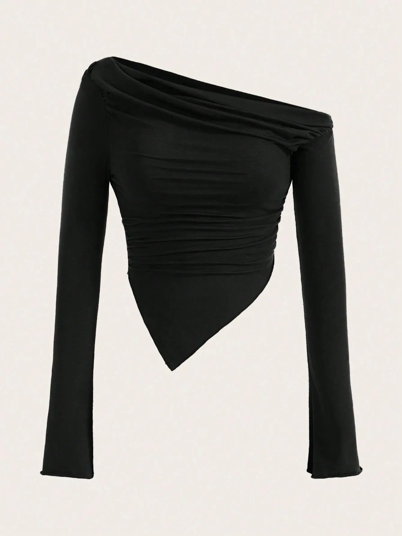 Women elegant Solid One Shoulder Long Sleeve T Shirt Spring Fall 2025 Y2K Clothes Grunge Goth Slim Fit Tee Top Tshirt Streetwear