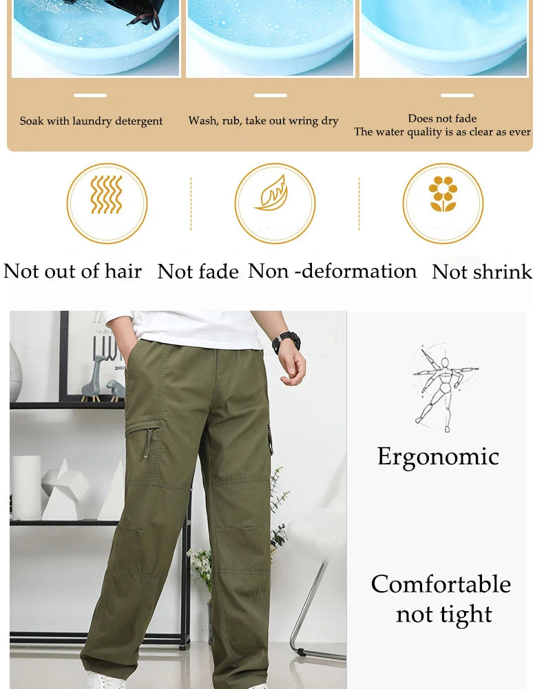 IPPOLICH Loose Fit Trousers Youth Workwear Pants New Cargo Pants Men's Loose Straight Oversize Clothing Men Casual Street Pants