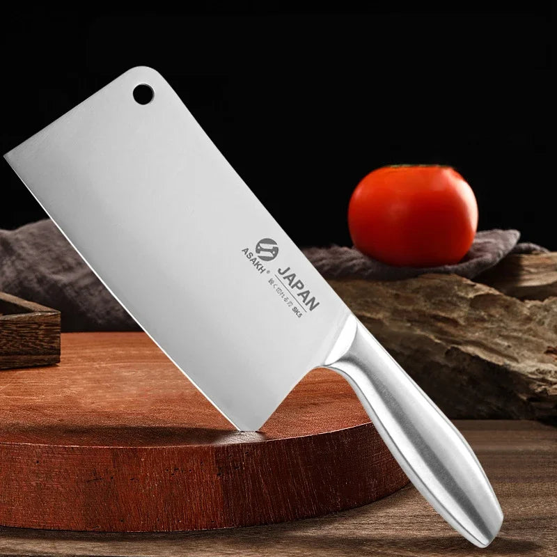 Chef Knife 7-piece Set Stainless Steel Hollow Handle Slice Meat Cleaver Chopping Knife Kitchen Scissors with Sharpening Rod