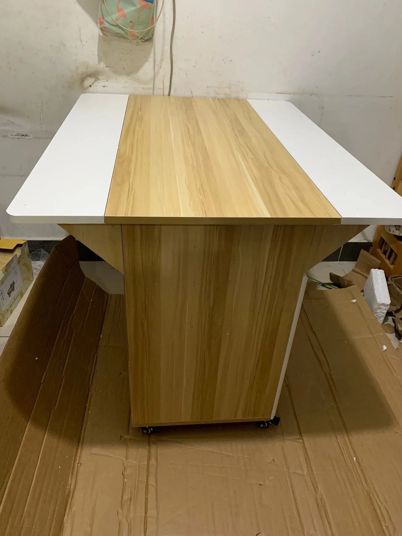 Modern Klappbar Esstisch Mit Aufbewahrung Regale Beweglich Küche Insel Schrank Massivholz Spanplatte Für Kleine Räume