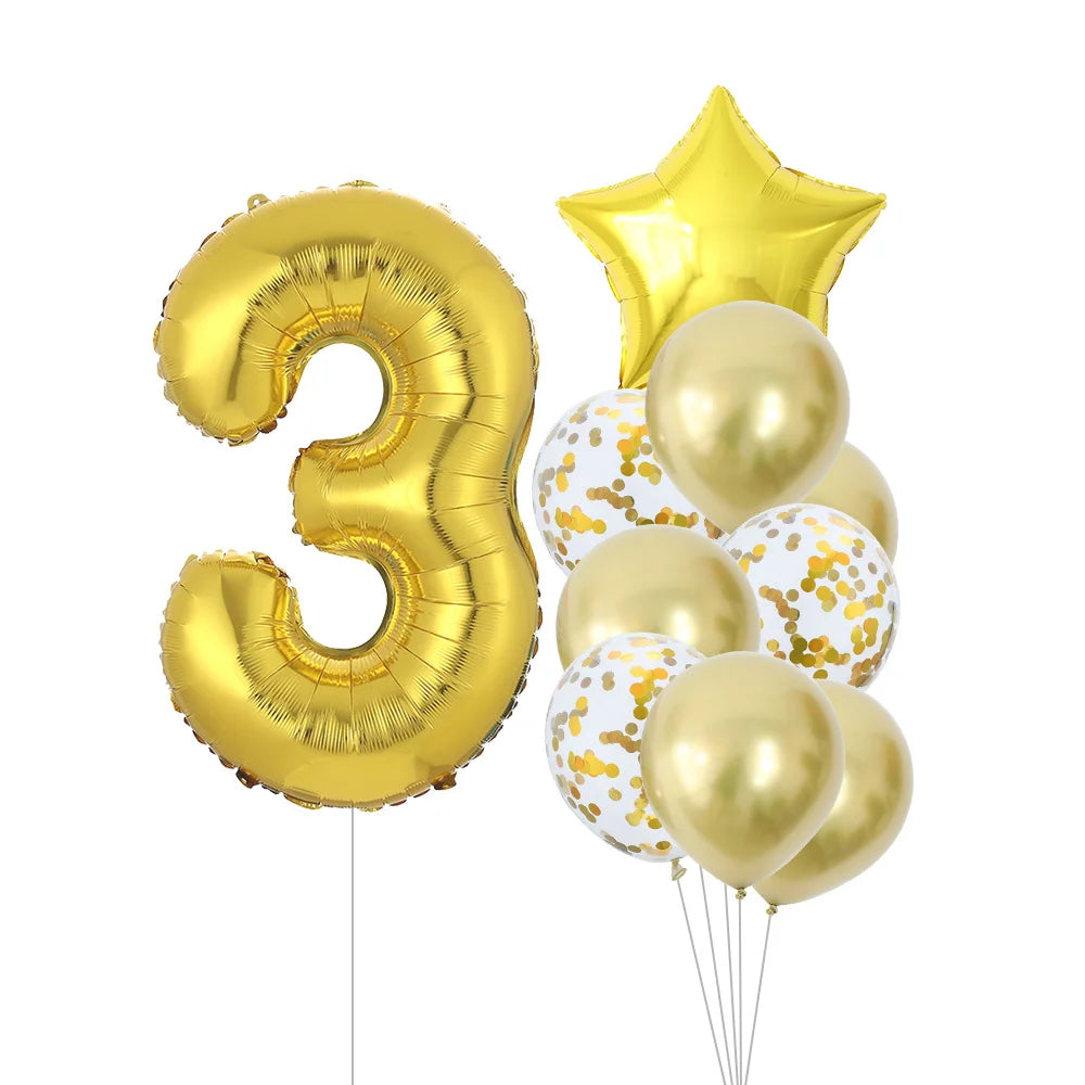 GIHOO 21118 Zahlenballons Roségold - 10 Stück 40 cm Latex
