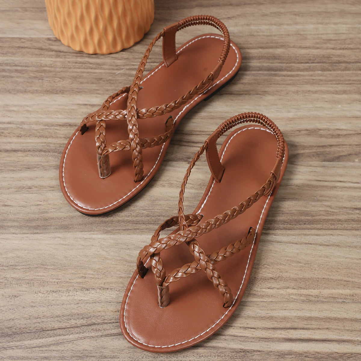 Summer New Style Fashion Casual Thin Strap Sandals Solid Color Round Toe Lightweight Flat Heel Open Toe Women's Shoes NO:FC010
