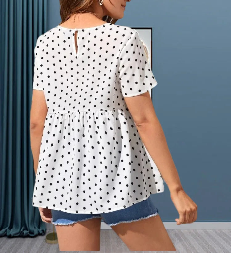 Sommer Beliebte Polka Dot Kurze Ärmel 2025 - Rundhals Stillen Umstandshemd - Schwangere Frauen Kleidung Umstandsmode T-Shirt