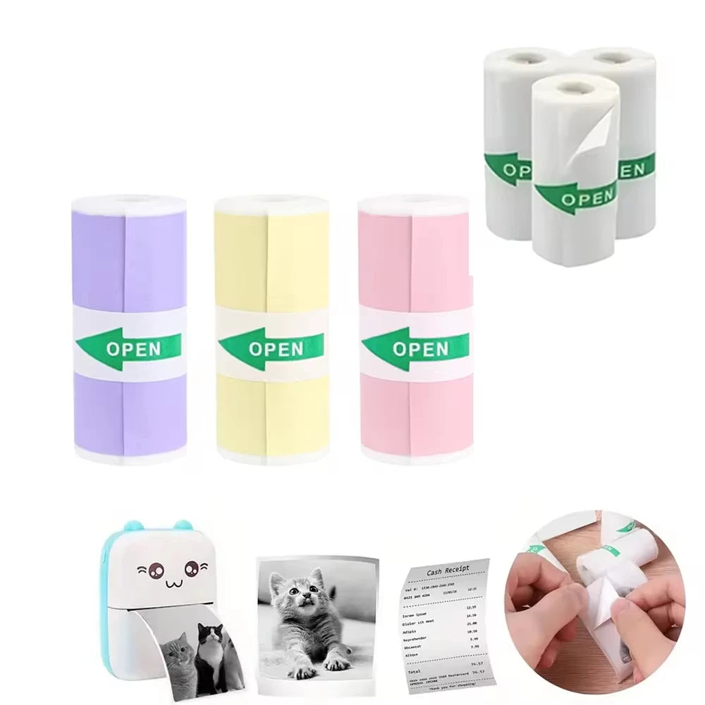 Thermopapier 2025: 3 Rolls of Mini Printer Paper Thermal Paper Printable Stickers for Pocket Thermal Printers Collection