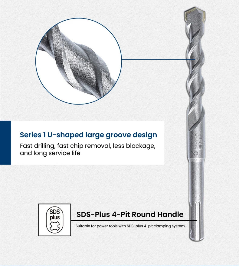 Bosch SDS Plus Rotary Drill Bits 10pcs Diameter 6mm Round Handle 4-Pit Tungsten Carbide Electric Hammer Drill Accessories