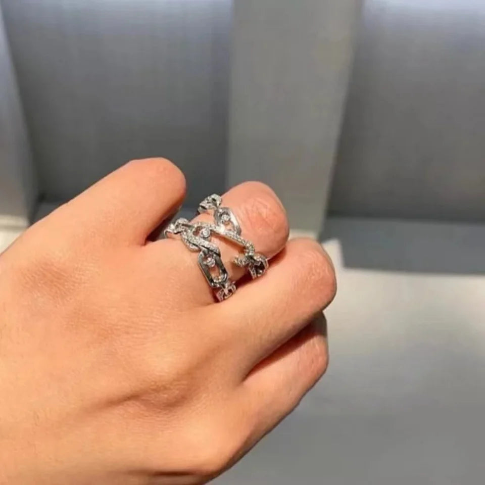 TrendyMed New Double Layer Cubic Zirconia Personalized Party Accessories Ring Women's Fashion Personalized Jewelry Gifts