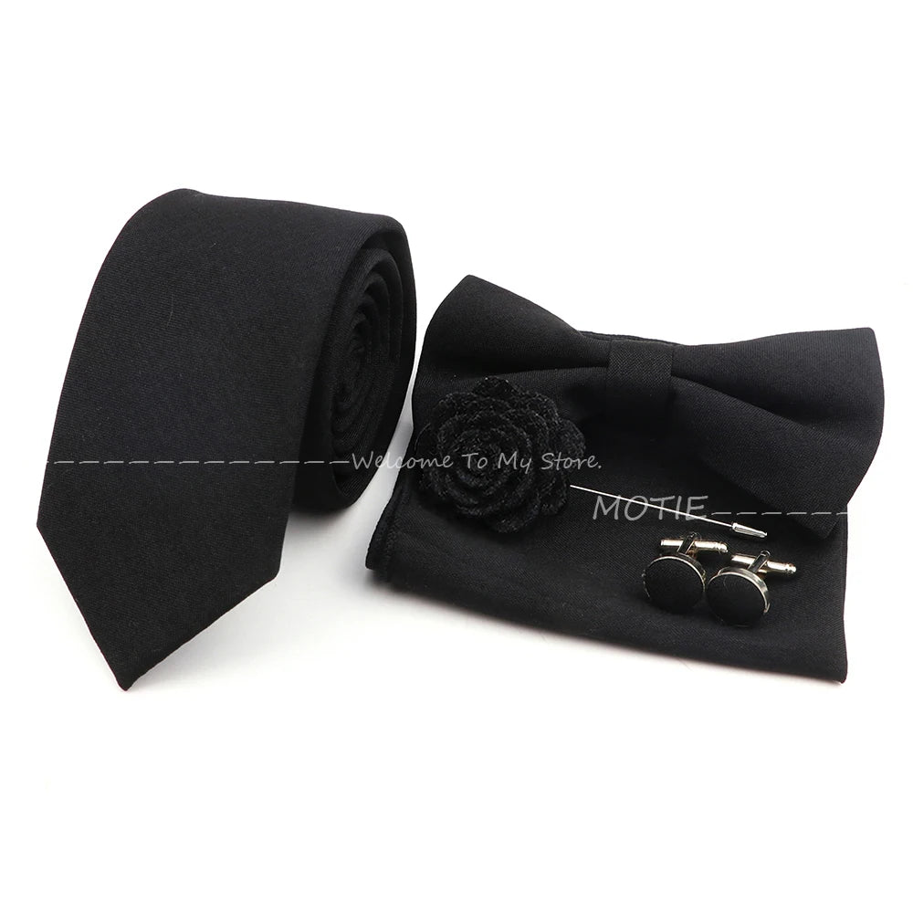 Set de accesorii bărbătești cu design nou, 27 de culori: batistă clasică din bumbac, butoni, papion pentru nuntă, petrecere, cadouri