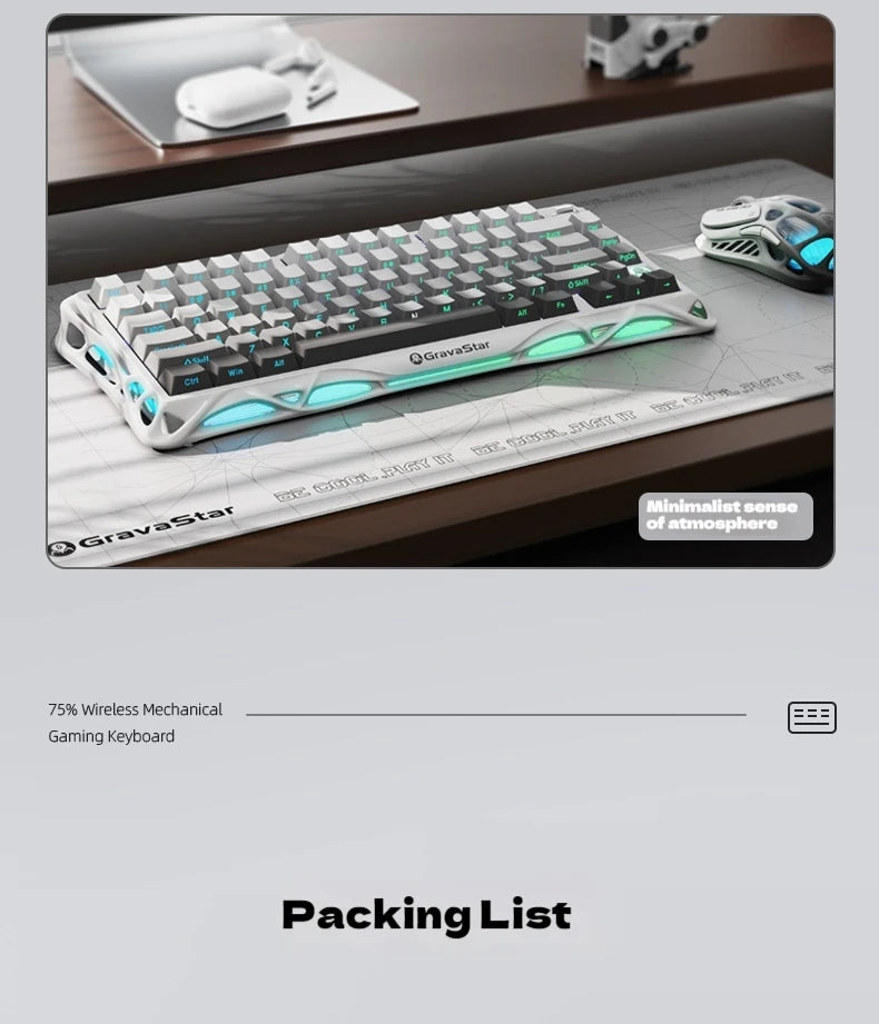 Gravastar 75k1 Mechanische Tastatur - RGB, BT, Alu, 2.4G