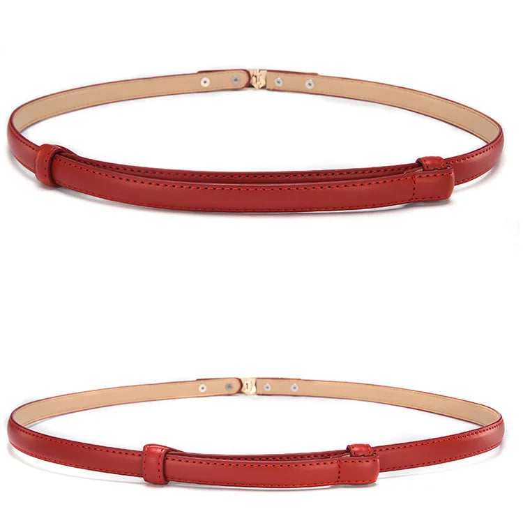 Belt Dress Simple Versatile Fashion Women Leather Thin Skinny Metal Gold Elastic Buckle Waistband Belt Dress Accessories