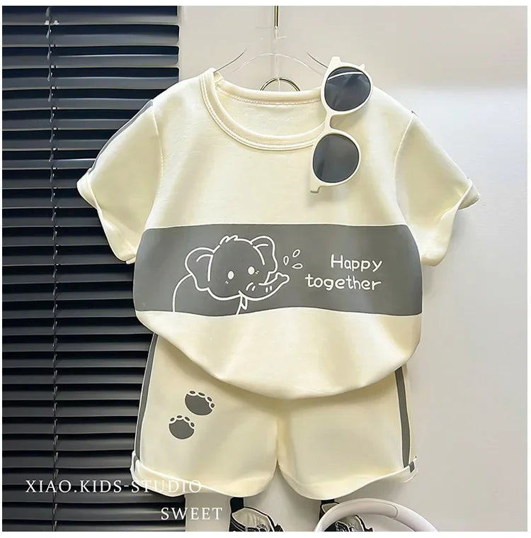 Sonkpuel Baby Set Gestreift Kurzarm - Baumwolle 1-3J 2Tlg