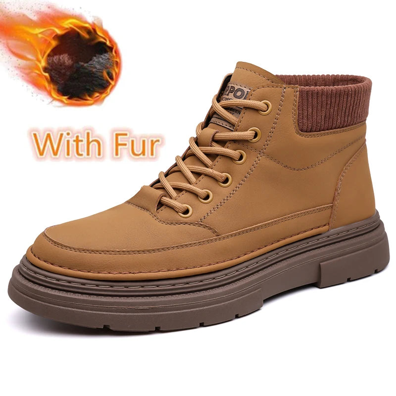 YEISNDOOCN Hochwertige Leder Stiefel - Größe EU 41-46 Schnürung