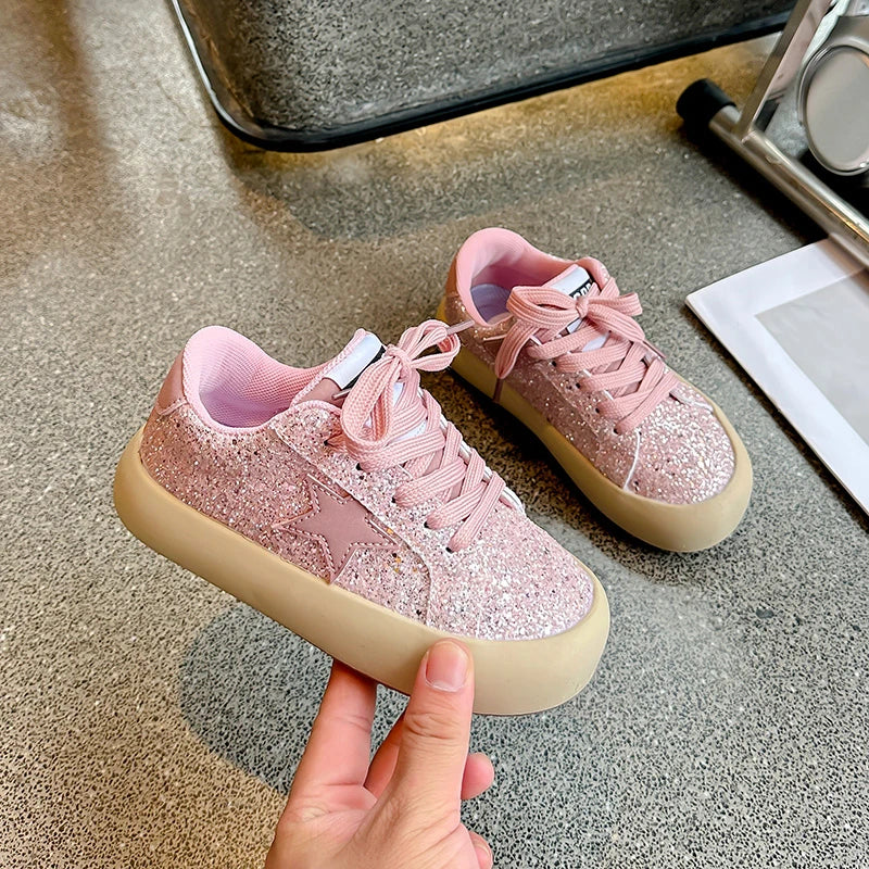 Mädchen Schuhe 2025 Frühling Neu Casual Vielseitig Kleine Mädchen Stern Sneakers Frühling Und Herbst Kinder Sport Schuhe