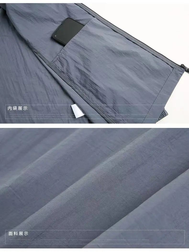 New Fashion Quick Drying Breathable Jacket for Man Loose Casual Stand Collar Coats Pocket Solid Outwears Sports Men's Clothing