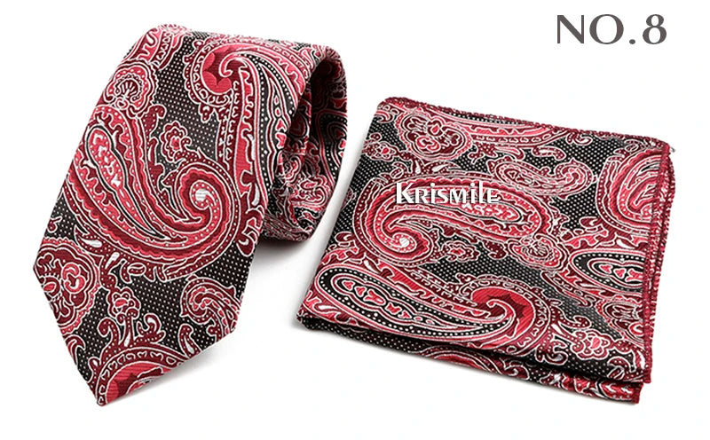 Novelty Paisley Tie Pocket Square Set For Men Skinny Slim 6cm Necktie Fit Business Wedding Party Stage Host Daily Wear Accessory