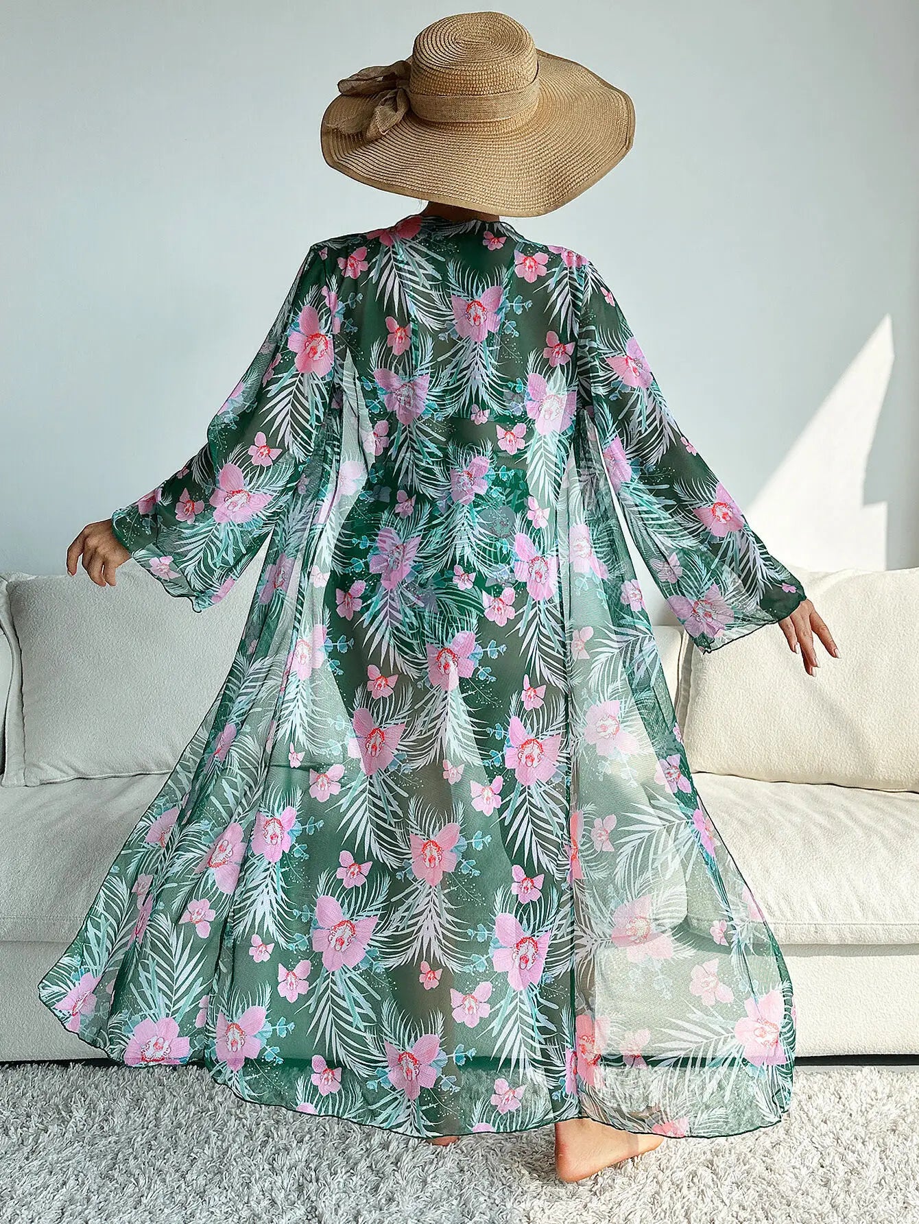 Sommer Print Schwimmanzüge: ASKATE Verbesserte Unterstützung Wire-Free Support Nylon Spandex - Dreiteilig High Waist Strand Wear Floraler Print