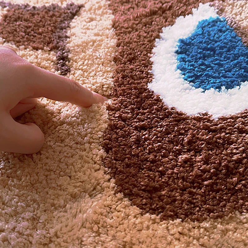 Kawaii Tufting Raccoon Dog Bathroom Mat Soft Cartoon Kids Game Pad Living Room Carpet Anti-slip Hallway Rug Home Nursery Decor