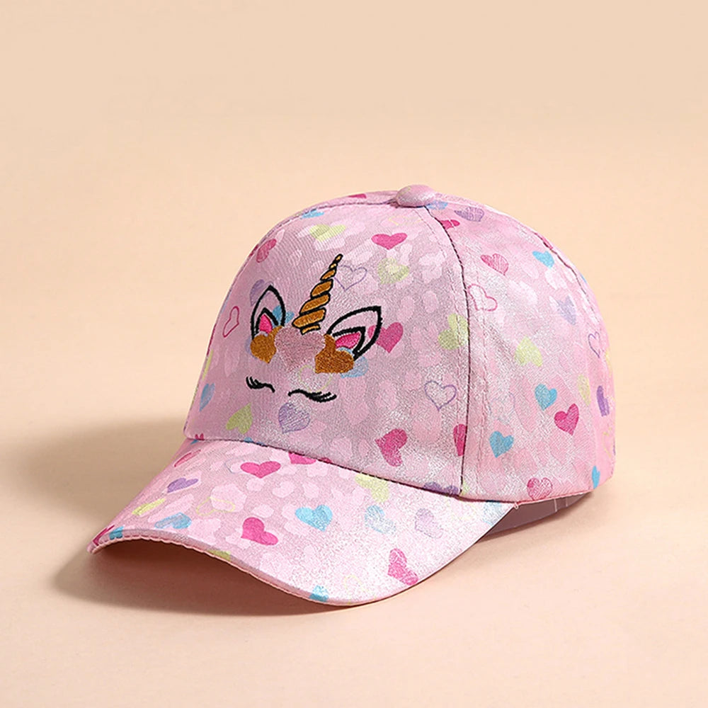 Outdoor Baseball Caps Kids Children's Love Unicorn Pattern Students Hat Girls Sunshade Baseball Cap For Kid Girl 4-12 Years