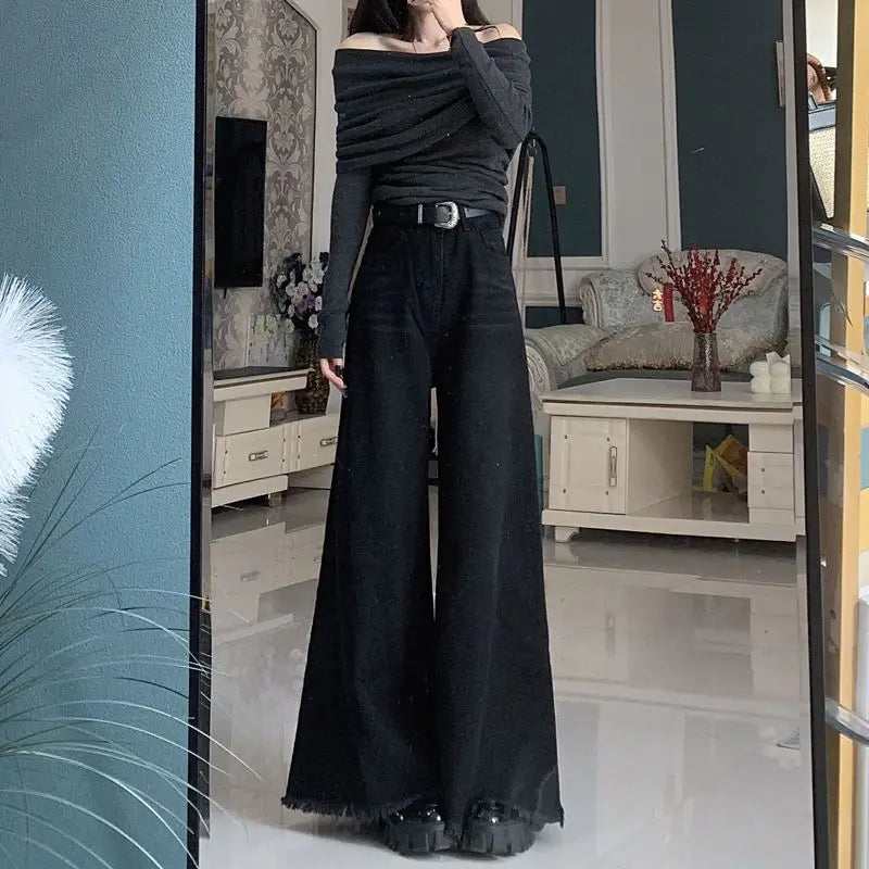 Jeans Women Leisure Streetwear Wide Leg Classic All-match Simple Holiday Retro Design Loose Spring Daily Students Ulzzang Ins