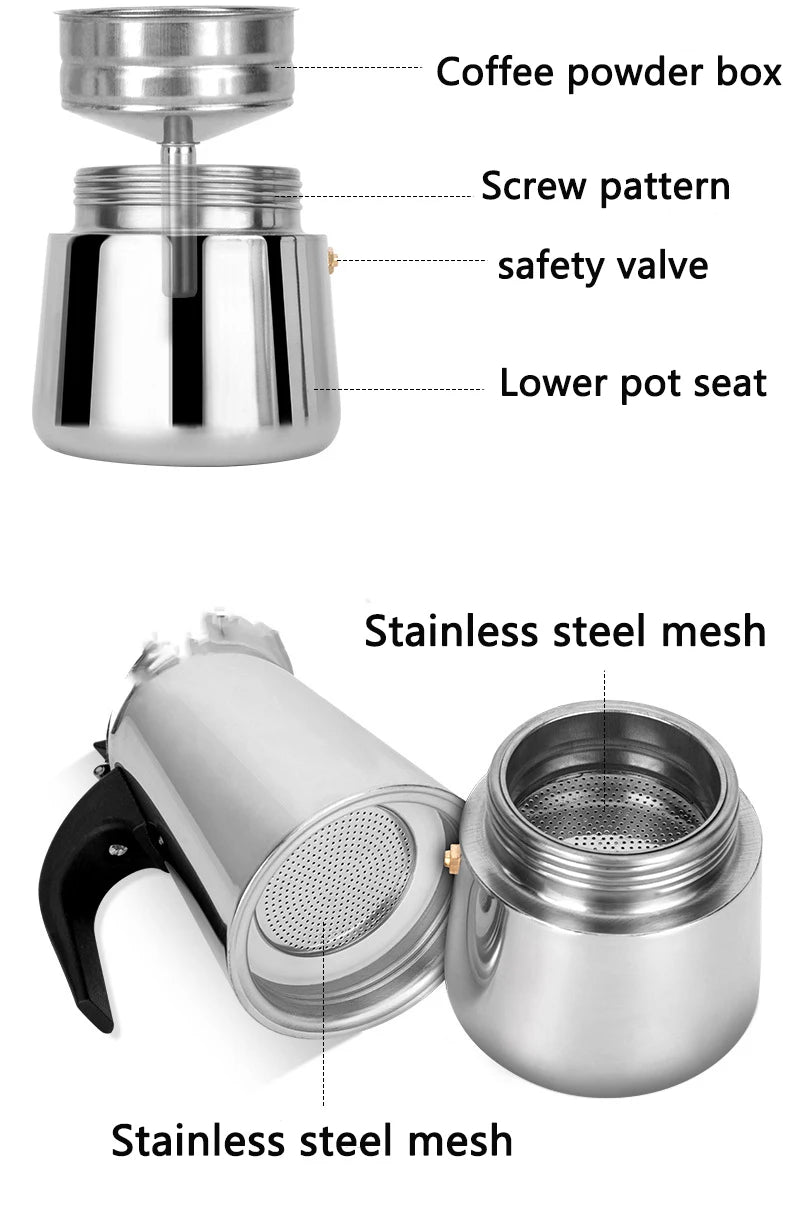 Choice Mokka Maschine Elektrisch - 2/4/6/9 Tassen Edelstahl