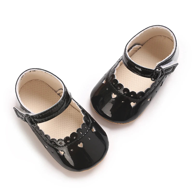 Einfarbige Baby Mädchen Mary Jane Schuhe 2025 - Weiche Gummisohle Anti-Rutsch - Frühling Herbst Prinzessin Schuhe 0-18M