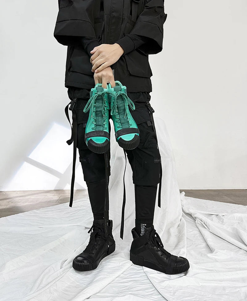 Ghete Black Street Original Design Goodyear Patchwork - Parte superioară din piele, talpă din cauciuc, mărimi 40–46