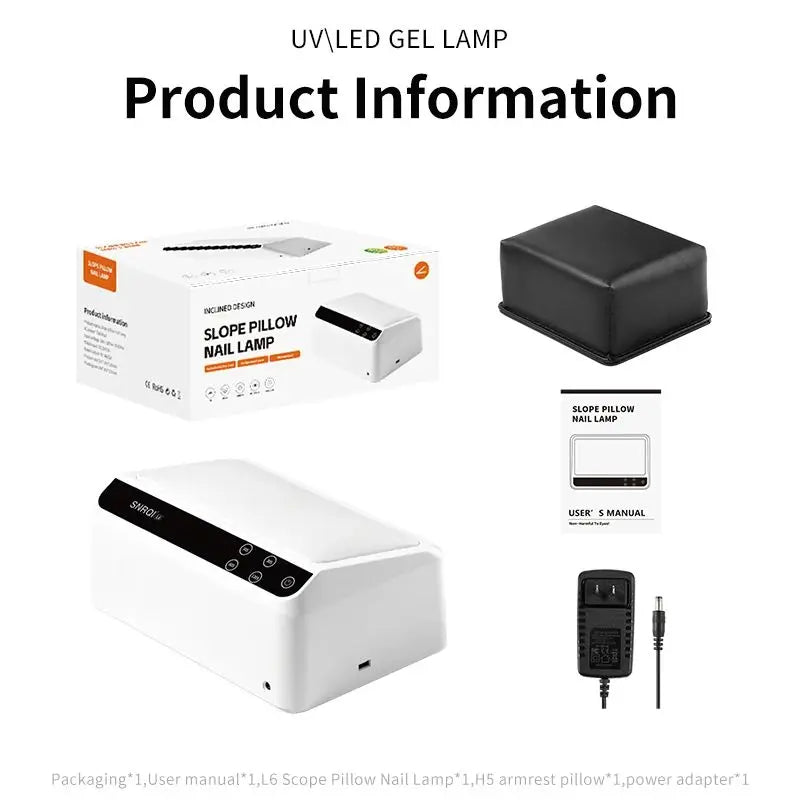 Lampă de unghii UV LED 2 în 1 cu pernă pentru braț pentru ojă gel, uscător de unghii cu lumină 72W și 4 temporizatoare pentru salon sau uz casnic