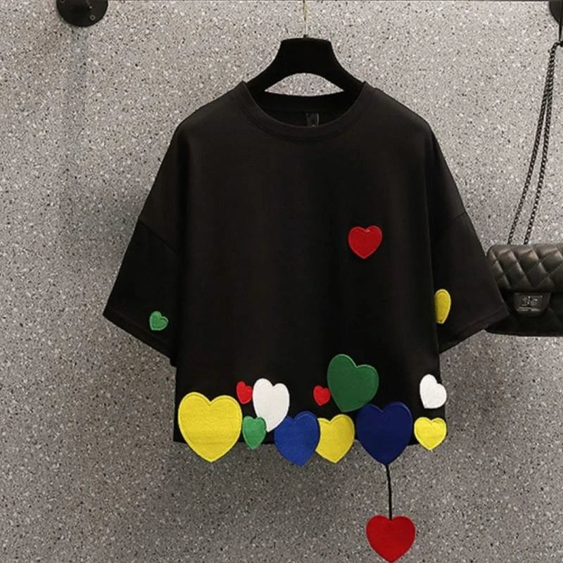 Tricou de vară pentru femei 2025: Tricou de vară nou cu guler rotund, la modă, cu mânecă scurtă, pentru femei, High Street, casual, lejer, pulover, personalitate, bumbac, multifuncțional, colecție de topuri