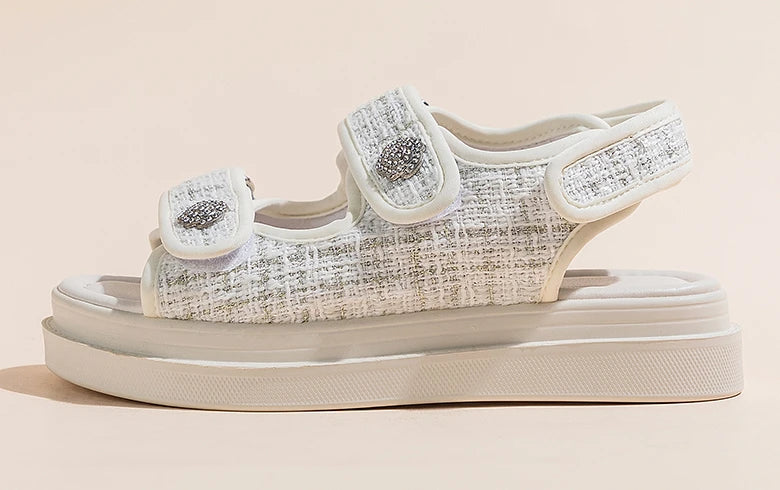 Luxury Woman Sandals Ladies Elegant Medium Heel Women's Shoes Flats Summer Platform Sandals Women 2025 New Designer Shoes Girls