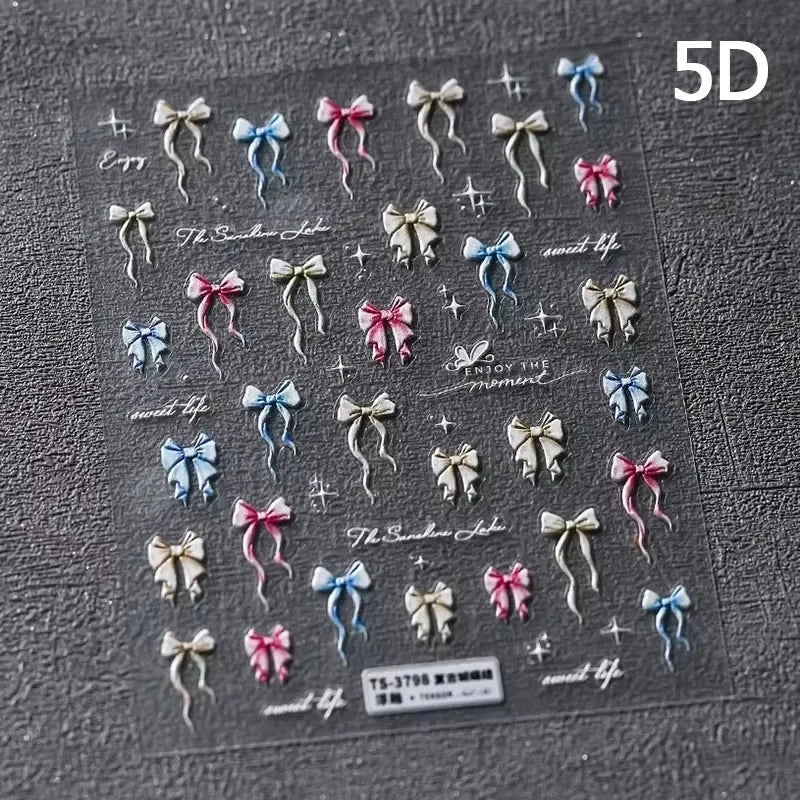 Autocolante pentru unghii RhstoeChoice 5D cu margine aurie - inimă, lună, stea