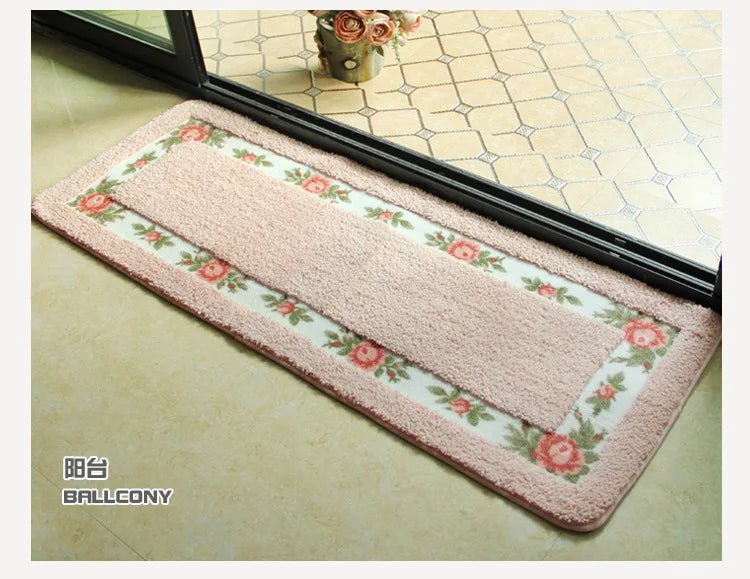 Pastoral Style Bedroom Carpet Bedside Mat Rectangle Floor Mat Water Absorbent Bathroom Mat Non Slip Doormat Kitchen Rug