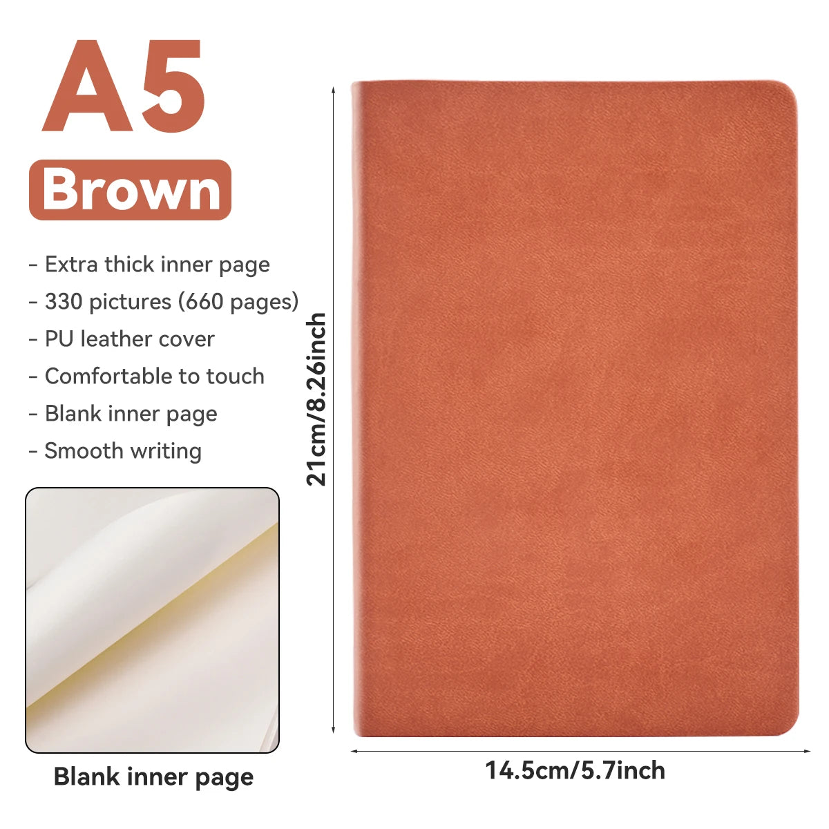 PU Leder Notizbuch A4/A5/A6 2025 - Super Thick 330 Seiten Sketchbook Schule Journal