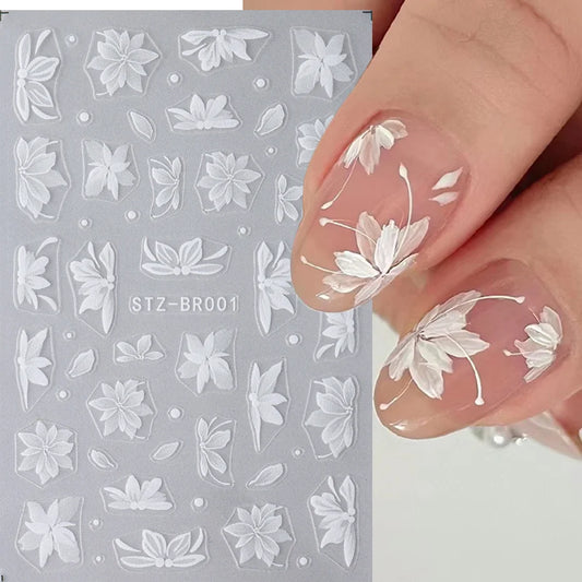 Tracy Simple 3D Blumen Nail Art Sticker - 1 Stück Plastik