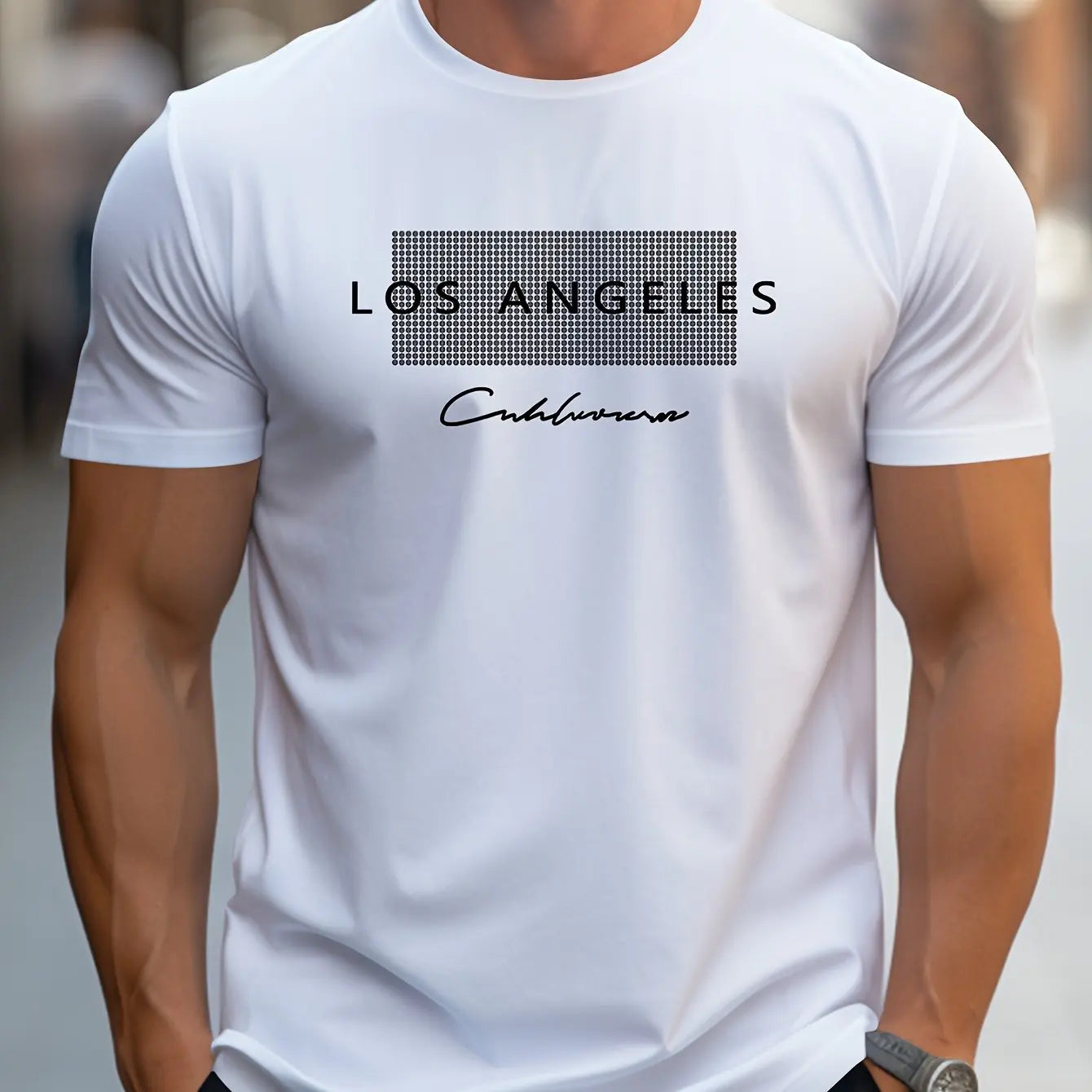 Herren T-Shirt 2025 - 100% Cotton Summer Loose Fit Los Angeles Graphic Printed Casual Sports