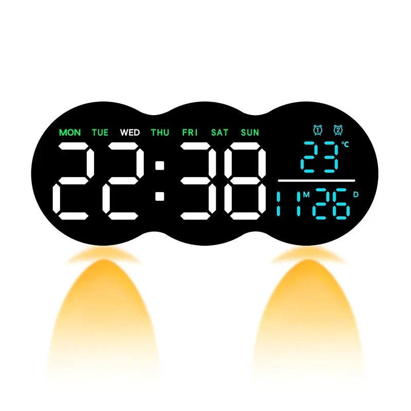 Wanduhr 2025: Large Digital Wall Clock with Ambient Light Remote Control - Temp Week Display 12/24H 2-Alarms Brightness Adjustable LED Clocks Collection