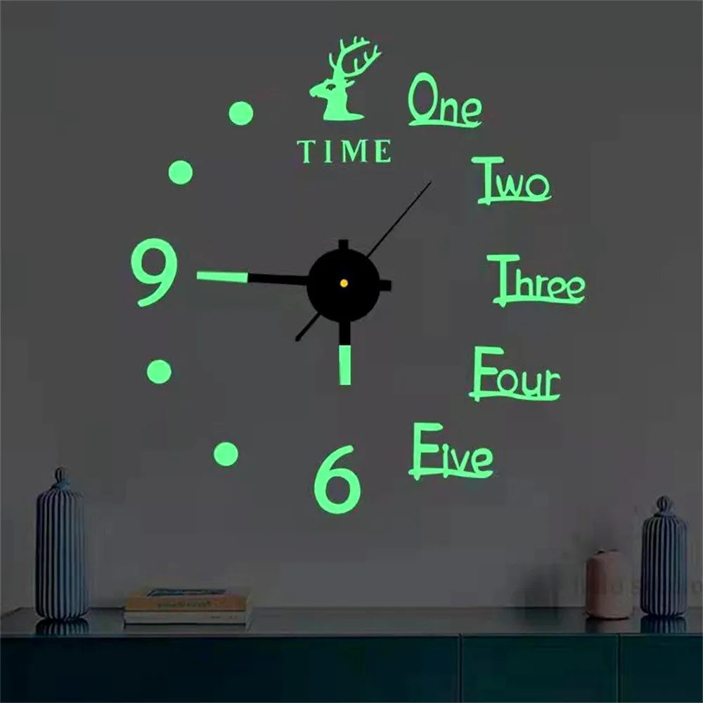 Luminous Wall Clock Large Watch Horloge Murale 3d Diy Acrylic Mirror Stickers Quartz Duvar Saat Klock Modern Mute Alarm Clock