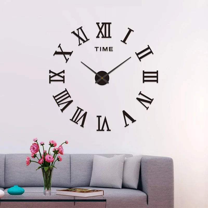 Simple Modern Design Digital DIY Clock Silent Wall Clock Room Living Wall Decoration Home Decor Punch-Free Wall Sticker Clock