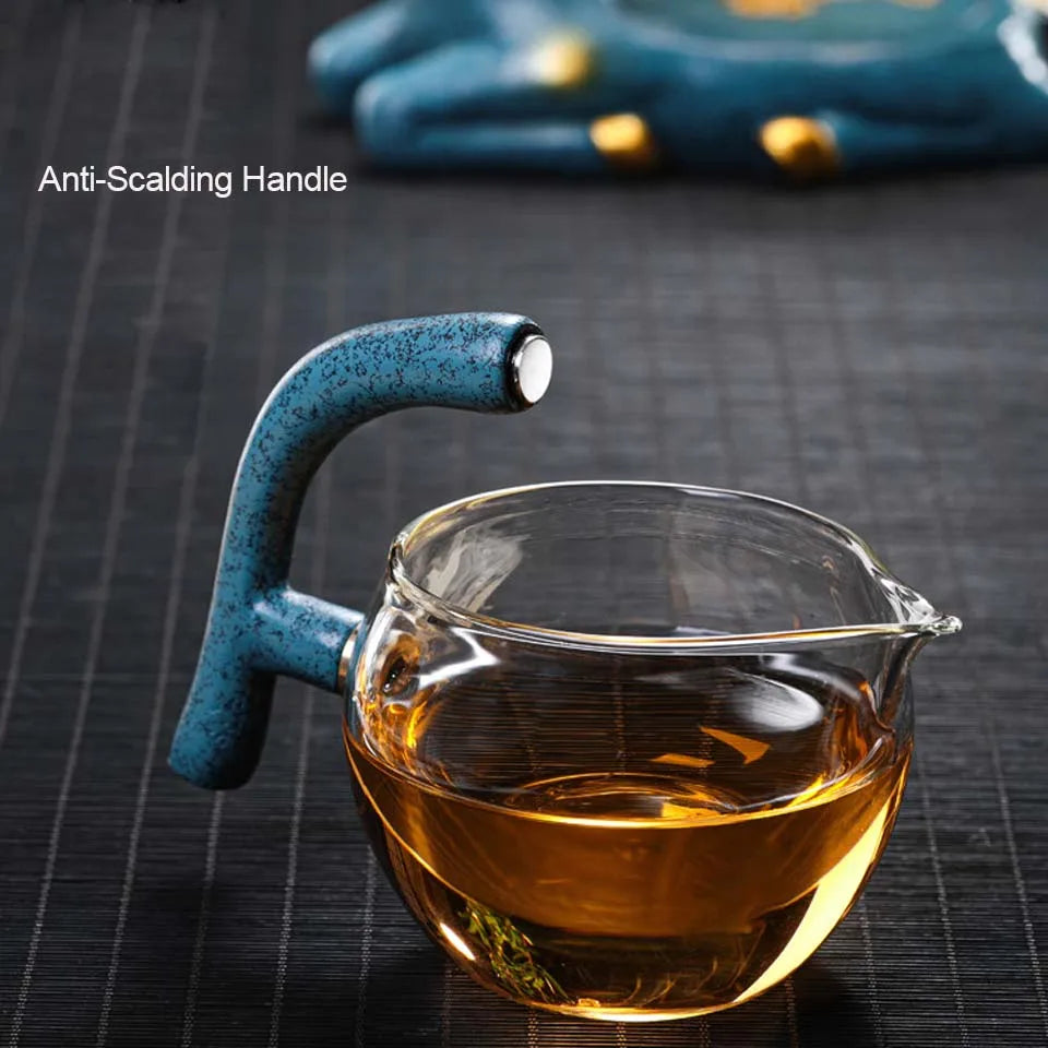 BOZZH-Kungfu Glass Tea Set, Creative Deer Teapot, Magnetic Water Diversion, Tea Infuser, Turkish Drip Pot with Base
