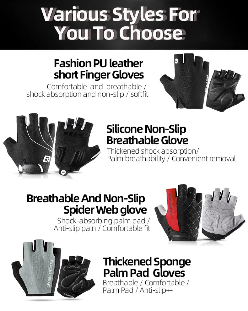 ROCKBROS Radfahren Fahrrad Handschuhe Halb Finger Stoßdämpfend Atmungsaktiv MTB Berg Fahrrad Sport Handschuhe Männer Frauen Radfahren Ausrüstung